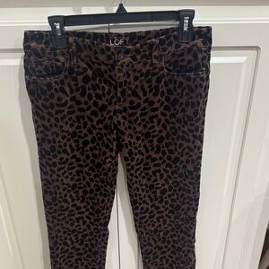 LOFT Animal Print Trousers in Black and Brown velvet.